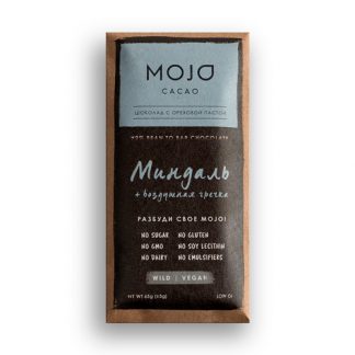 Горький шоколад 72% (Гренада) Миндаль + воздушная гречка, Mojo cacao, 65 г