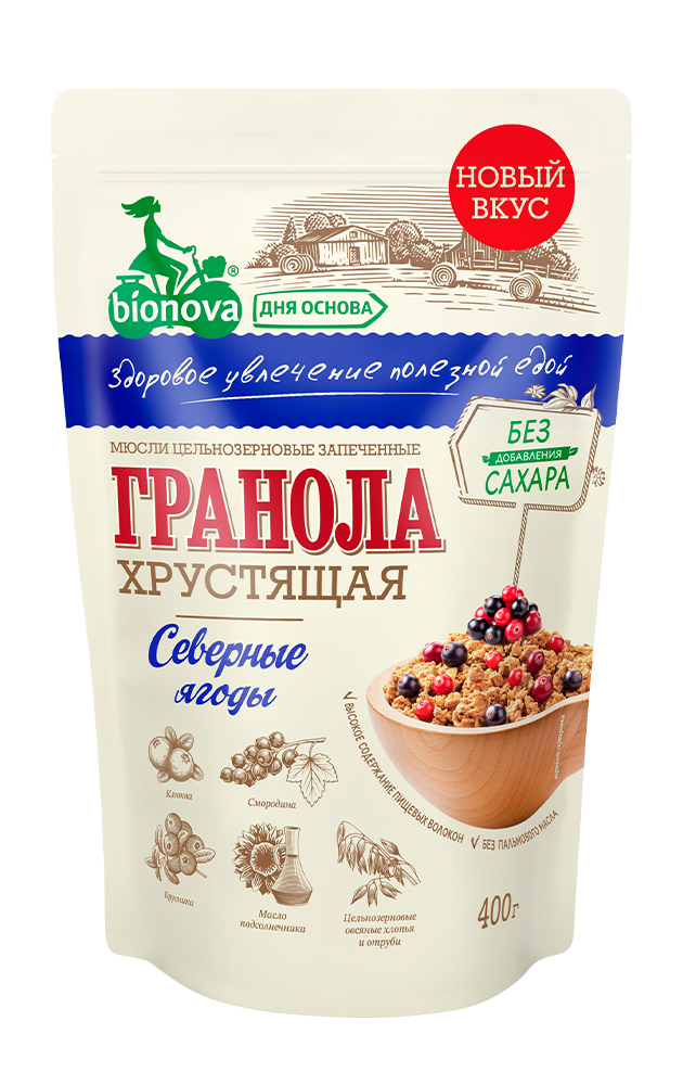 Гранола Ягодная "BIONOVA" 400 гр. Ягодные
