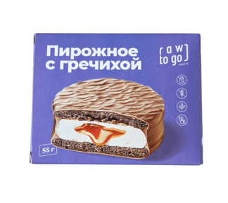 Бисквит Sweet гречишный с суфле и карамелью, Raw to go, 55 г