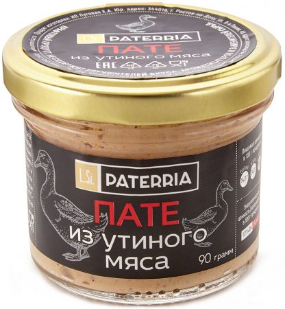 Пате из утиного мяса, Paterria, 90 г