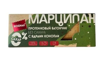 Батончик Марципан с ядрами конопли, Rosenau, 47 г