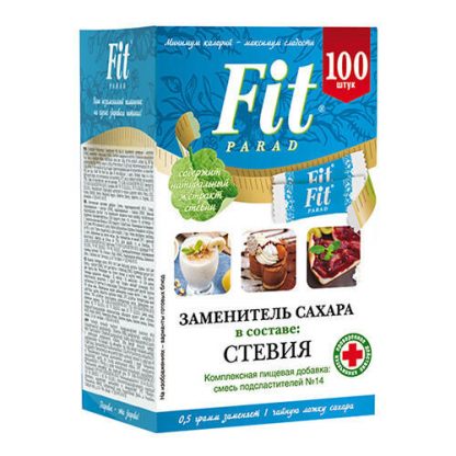 Подсластитель эритрит, стевия №14, Fit Parad,100 саше, 50 г