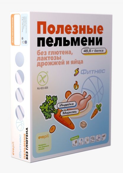 Пельмени без глютена Фитнес с индейкой, Эвопит, 350 г