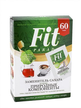 Подсластитель эритрит, стевия №7, Fit Parad, 60 саше, 60г