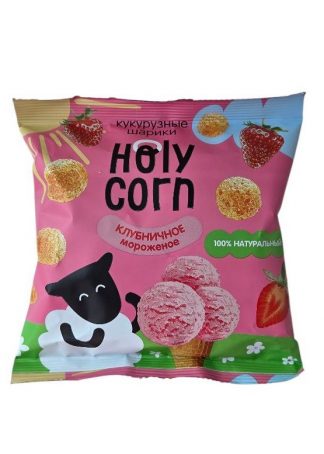 Кукурузные шарики Клубничное мороженое, Holy Corn, 30 г
