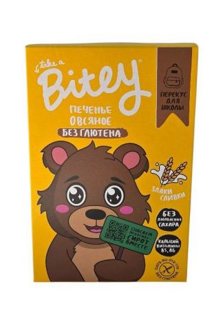 Детское овсяное печенье безглютеновое Злаки-Сливки, Bitey, 60 г