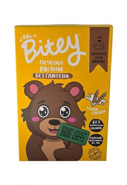 Детское овсяное печенье безглютеновое Злаки-Сливки, Bitey, 60 г