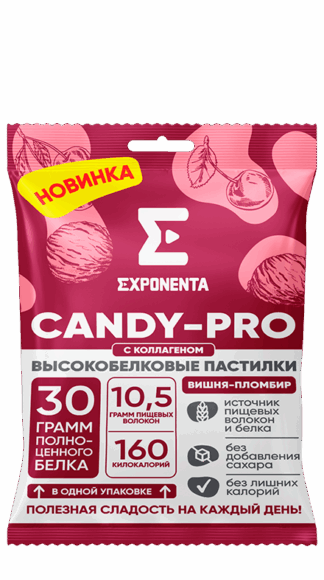 Высокобелковые пастилки вишня-пломбир, Exponenta Candy Pro, 65 г