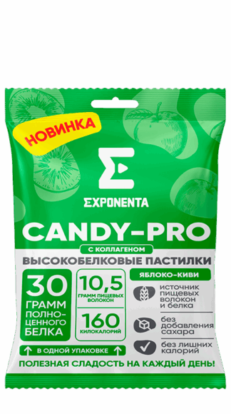 Высокобелковые пастилки яблоко-киви, Exponenta Candy Pro, 65 г